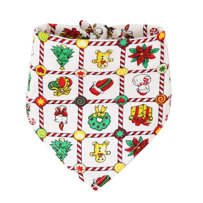 Festive Cotton Printed Pet Dress Triangle Scarf - Perfect For Christmas Cheer!