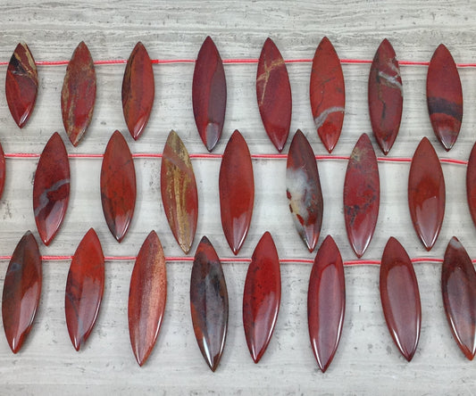 Apple Jasper aka Red Jasper 11x24mm - 14x48mm Graduated Top Drilled Marquise