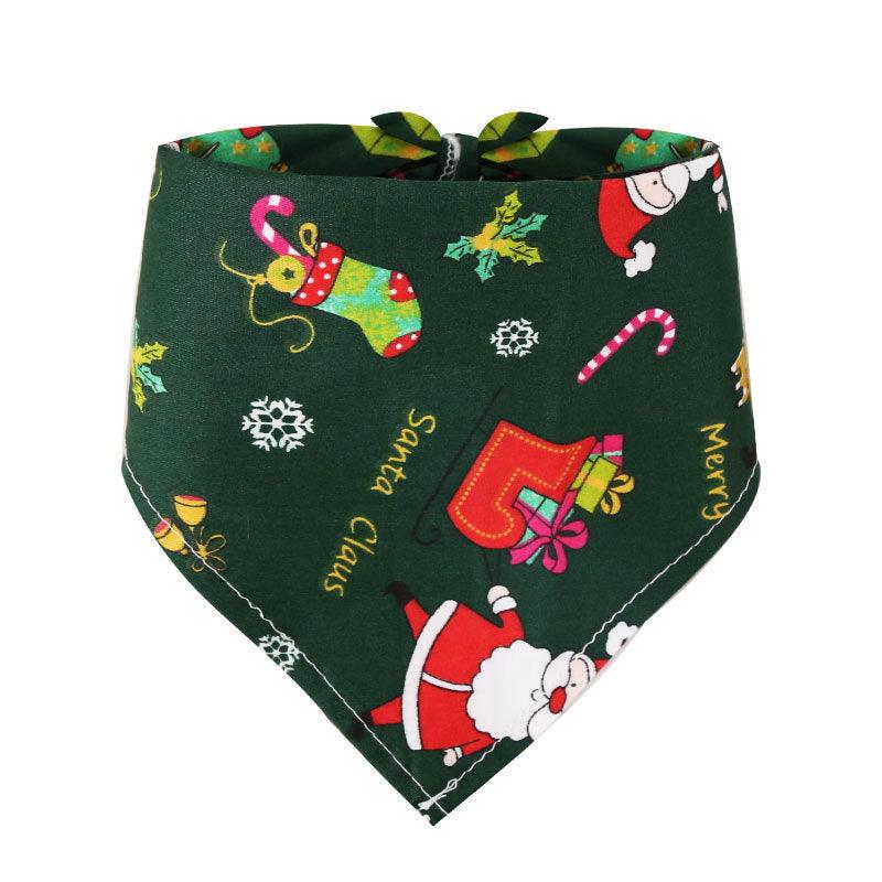 Festive Cotton Printed Pet Dress Triangle Scarf - Perfect For Christmas Cheer!