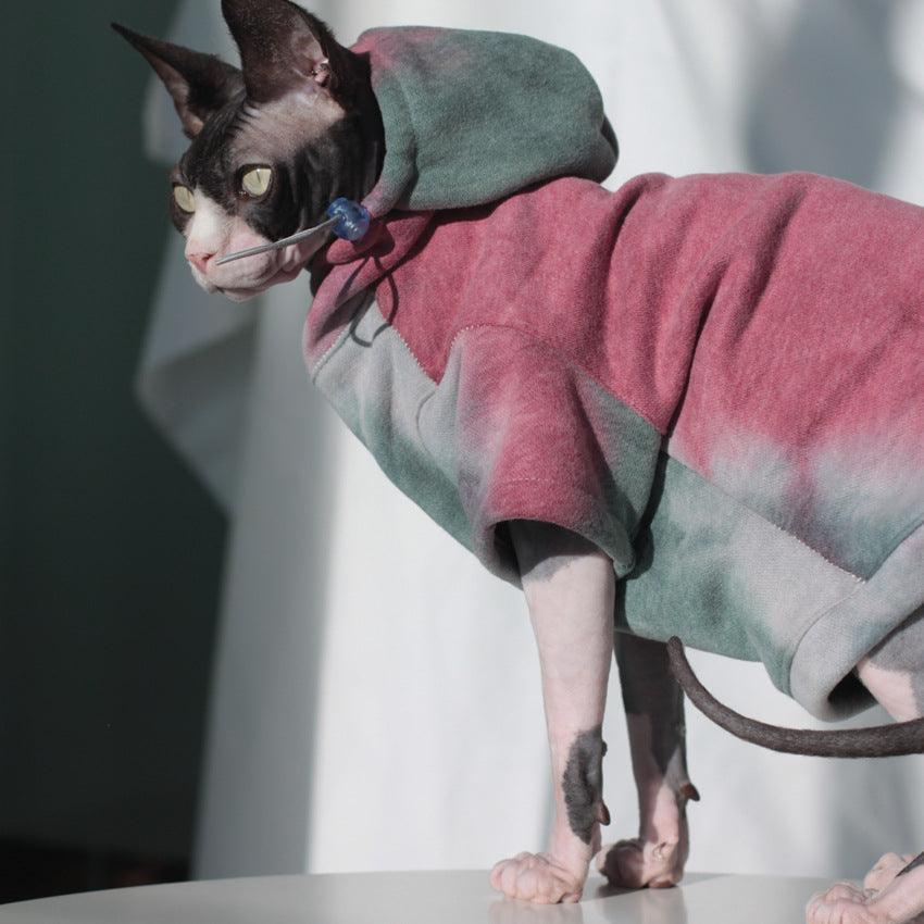 Cozy Pet Lovers' Tie-Dye Hooded Sweater For Autumn And Winter